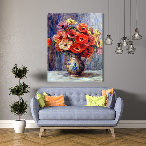 르누아르 캔버스 명화 53x73 꽃그림 실내 벽장식 액자거실그림액자 벽시계전문