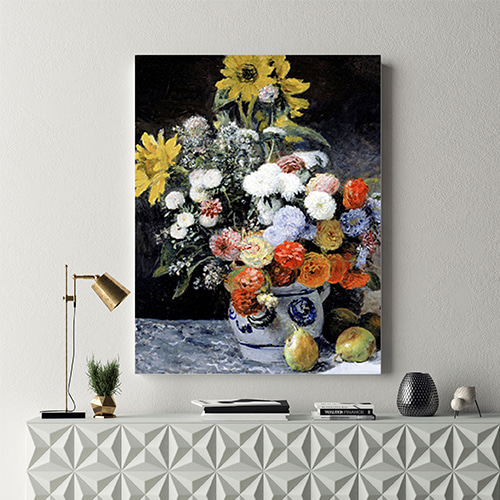 르누아르 캔버스 명화 53x73 화려한 색감 꽃그림 액자거실그림액자 벽시계전문