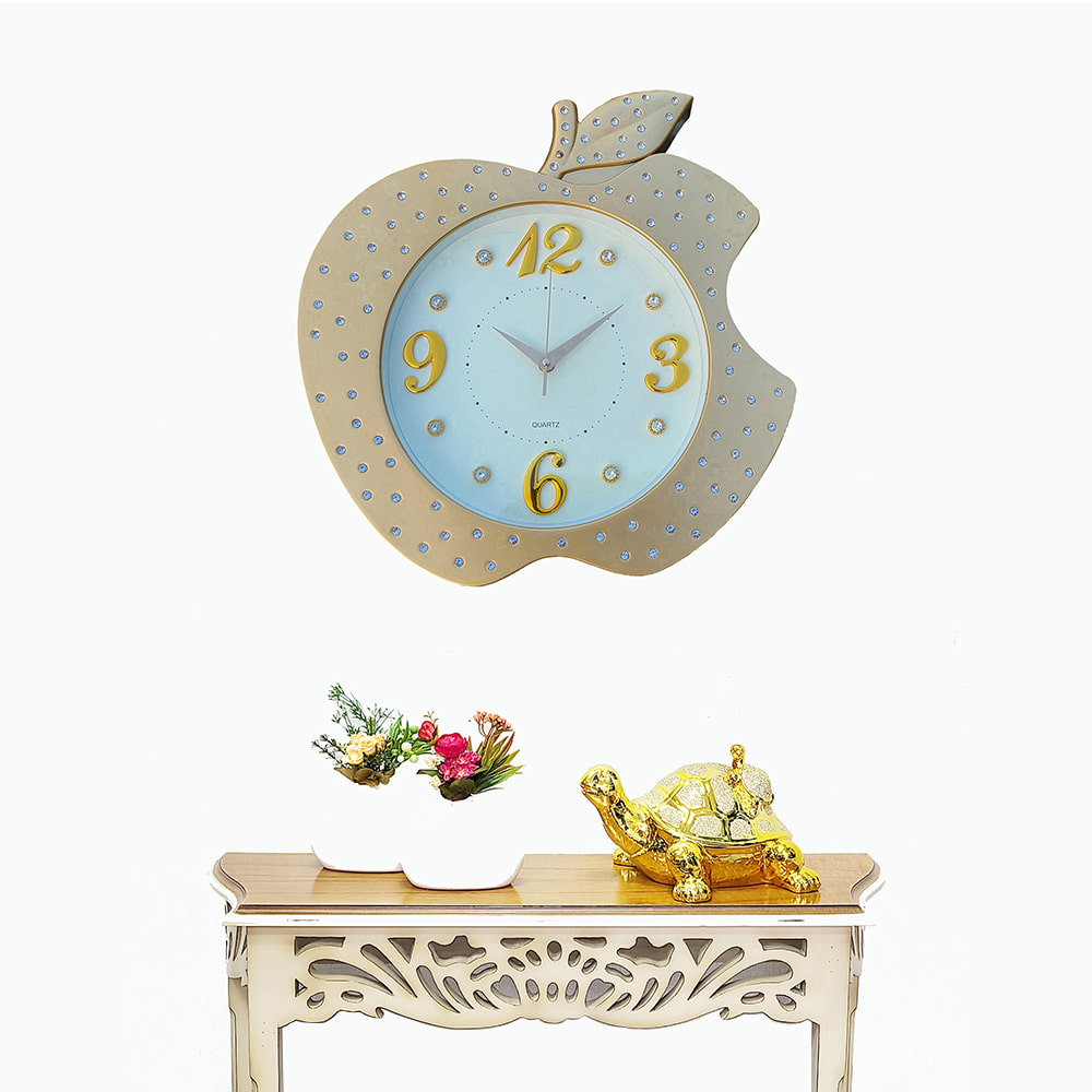 애플 큐빅 벽시계 40x40 행운을부르는 황금사과 시계거실그림액자 벽시계전문