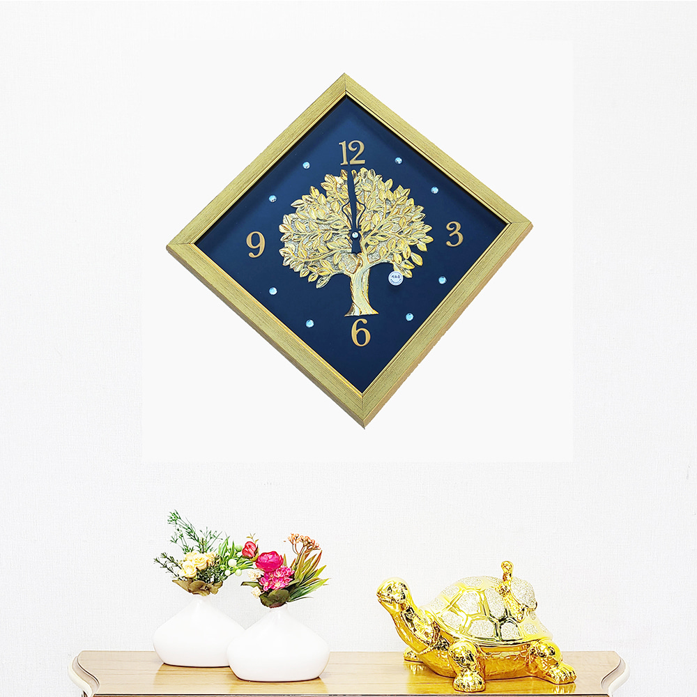 생명의나무 벽시계 52x52 황금나무 풍수인테리어시계거실그림액자 벽시계전문