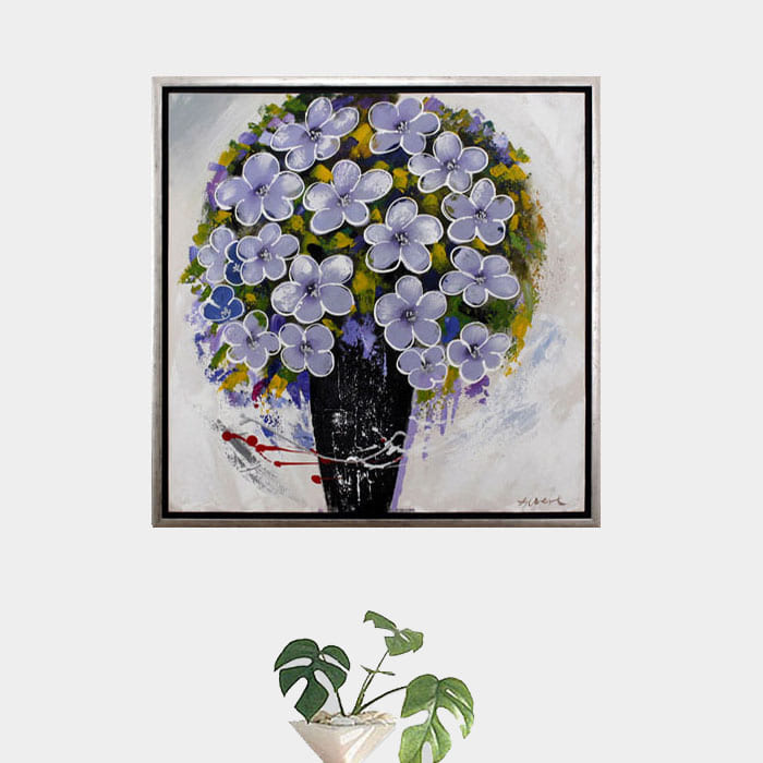 캔버스 유화 65x65 수작업 예쁜 정물 꽃 그림 액자거실그림액자 벽시계전문