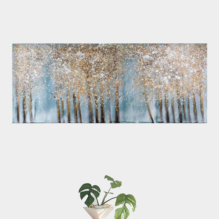 캔버스 수작업 유화 65x160 대형 나무 그림 액자거실그림액자 벽시계전문