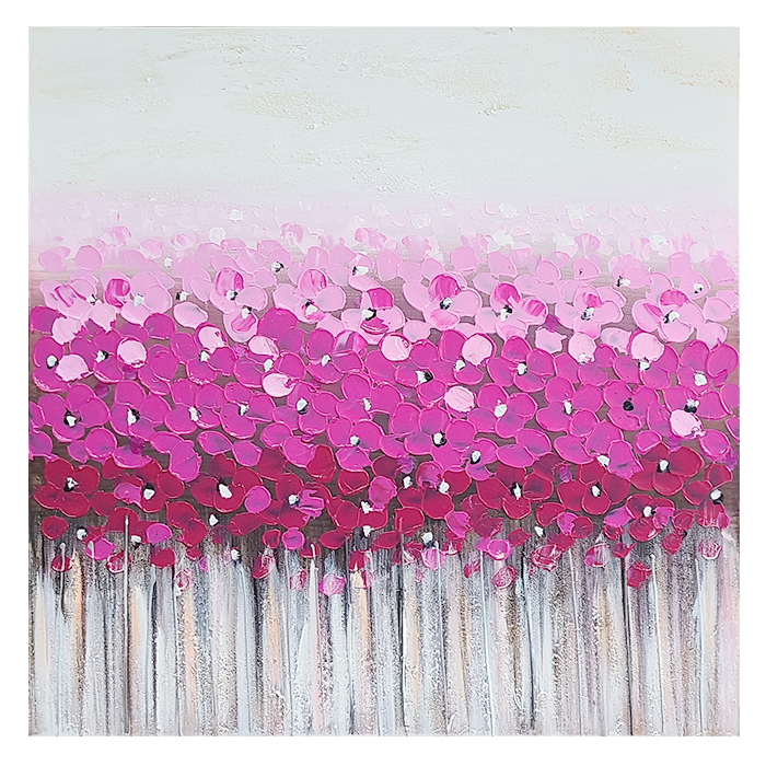 캔버스 유화 나리꽃 핑크 60x60 수작업 그림액자거실그림액자 벽시계전문
