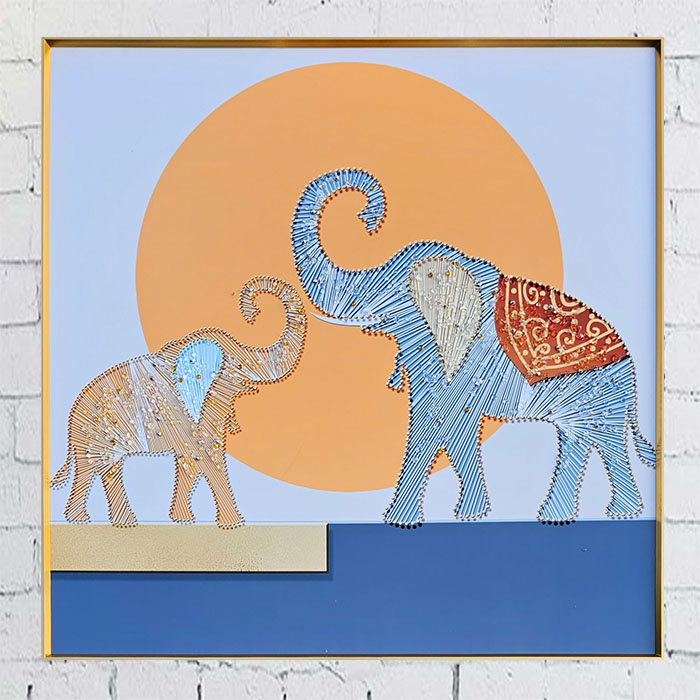 아크릴 코끼리 60x60 알루미늄 고급 큐빅액자거실그림액자 벽시계전문