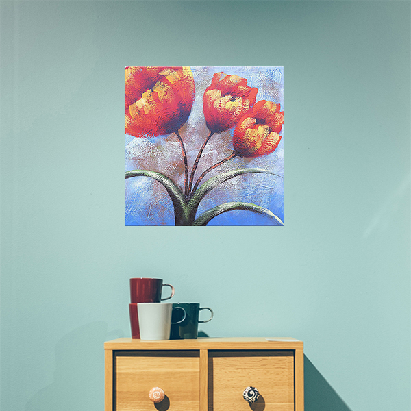60x60 캔버스 그림 거실 현관 수작업 정물 꽃 유화 액자거실그림액자 벽시계전문
