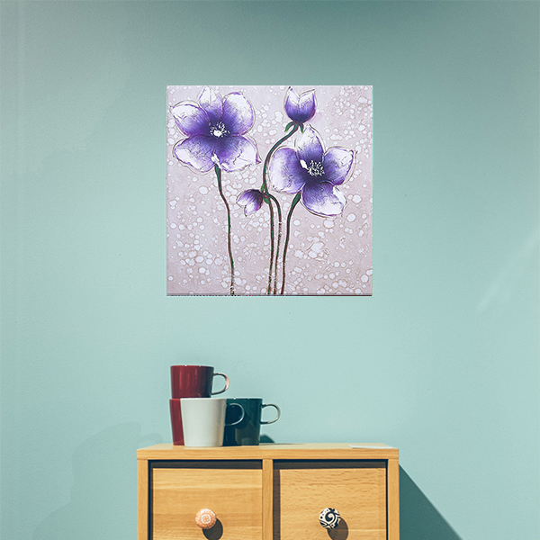 60x60 캔버스 그림 거실 현관 정물 꽃 수작업 유화 액자거실그림액자 벽시계전문
