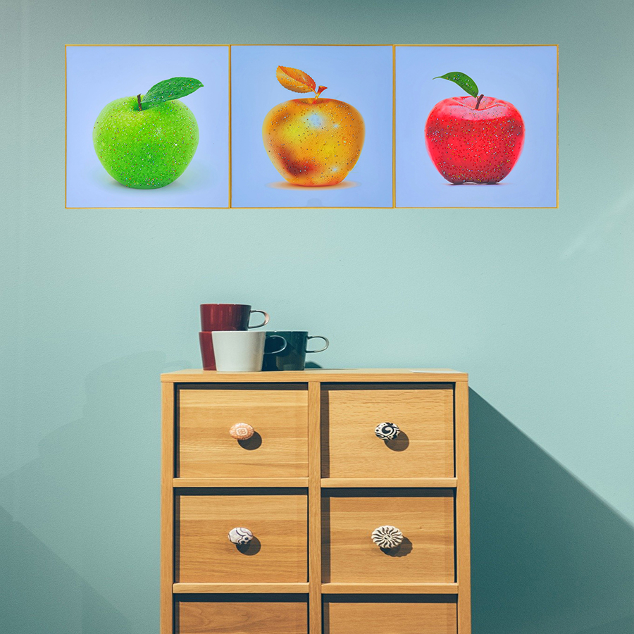 60x180 아크릴 복을 부르는 과일 그림 큐빅 3p세트 액자거실그림액자 벽시계전문
