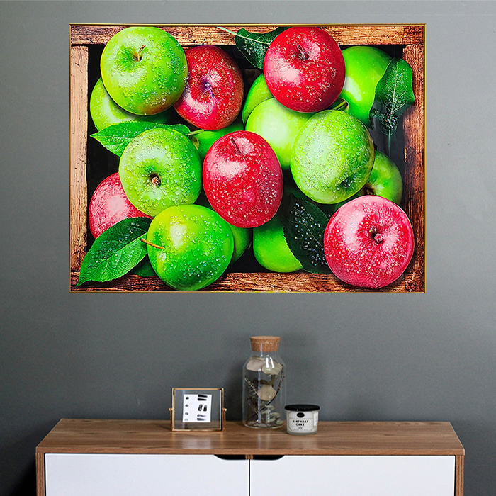 60x80 아크릴 풍성한 사과 바구니 거실 현관 과일 액자거실그림액자 벽시계전문